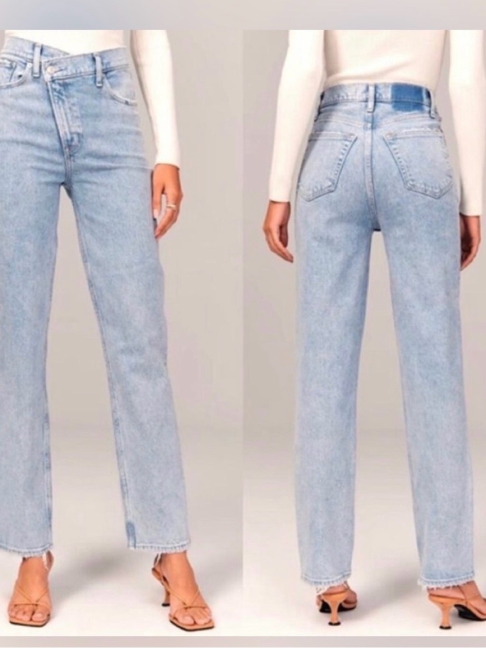 Abercrombie 90s Straight Ultra High Rise Asymmetrical Jeans 28 Short